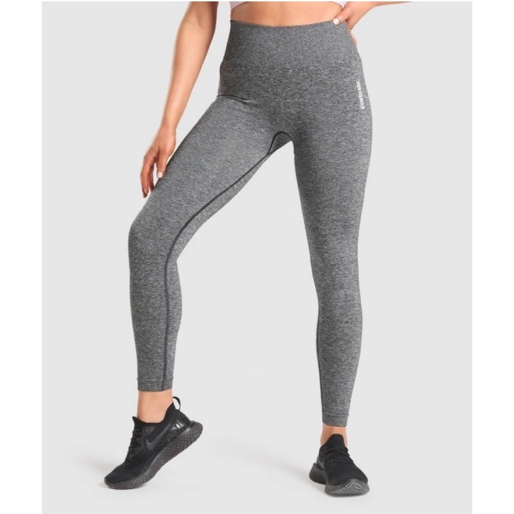 GYMSHARK ADAPT MARL SEAMLESS LEGGINGS - BLACK